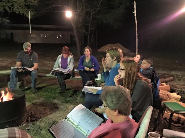 campfire signing with my church family